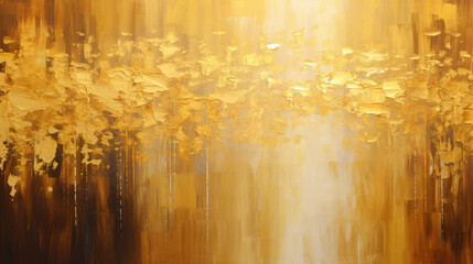 Abstract Gold Shiny Oil Painting Textured Background. Canvas Texture, Brush Strokes.