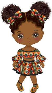 african girl in colorful dress clip art preview