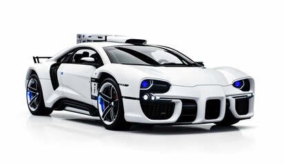 cyberpunk Futuristic sports car on a white background.