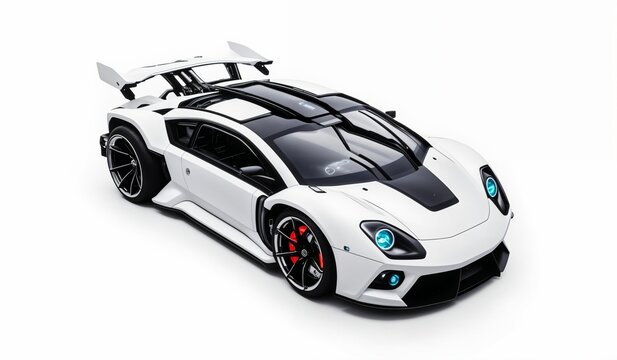 Modern super sports car on a white background in the studio