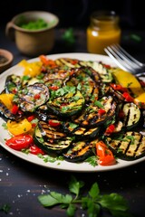 Grilled vegetables with tomatoes, zucchini and peppers