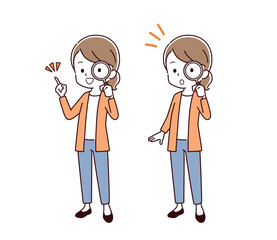 色々なポーズの私服の女性のイラスト