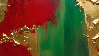 abstract painted texture background red green and gold