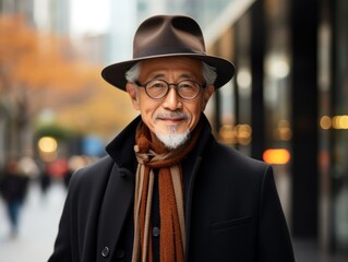 Portrait of a Japanese Stylish Elderly Man