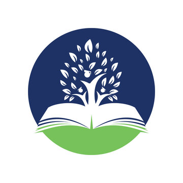 Education tree growth on book idea png logo. Students with Graduation cap Png vector design.	

