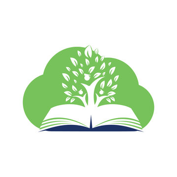Education tree growth on book idea png logo. Students with Graduation cap Png vector design.	
