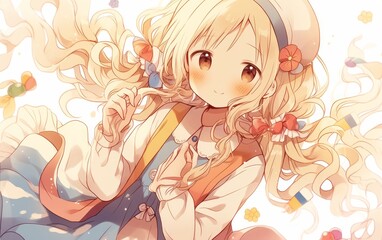 Portrait of anime girl on white background