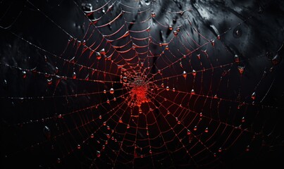 Pretty Scary Frightening Spider Web For Halloween - obrazy, fototapety, plakaty