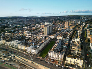Fototapeta premium Brighton Pier Sunset shot Drone Aerial Photography 