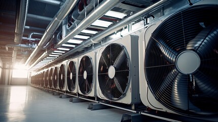 Production of air conditioners and cooling systems. AI Generation