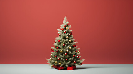 Christmas tree decorated on a plain background