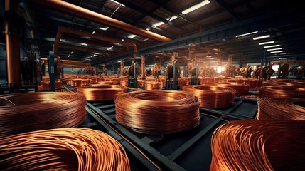 Fotobehang Production of copper wire. AI Generation © Terablete