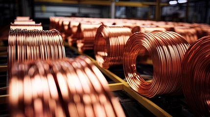 Fotobehang Production of copper wire. AI Generation © Terablete