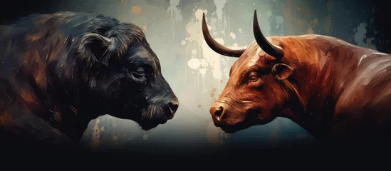 Foto op Canvas Bull and Bear on market graphic © AkuAku