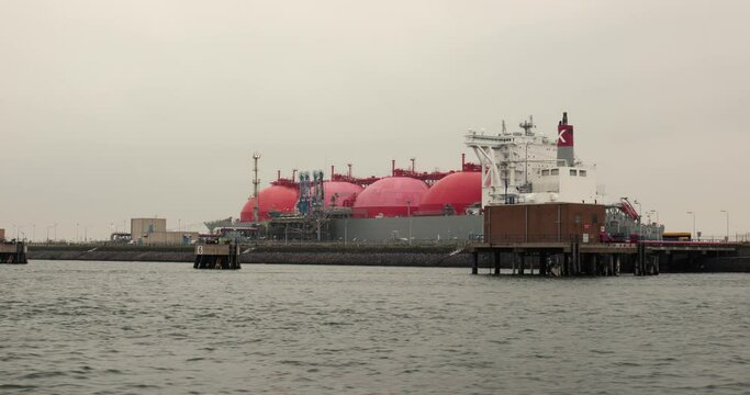 LNG liquefied natural gas ship terminal in the Port of Rotterdam