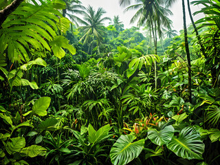Enchanting Tropical Jungle Landscape of Southeast Asia. generative AI