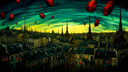 Bed bugs invading Paris, France - obrazy, fototapety, plakaty