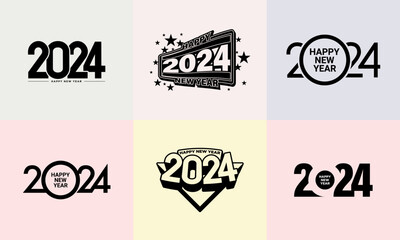 Set of 2024 number design template.
