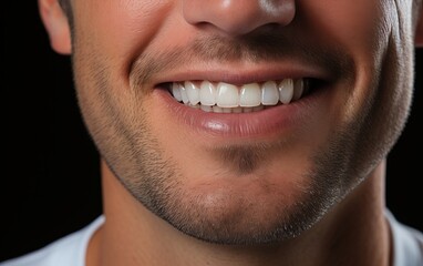 Fototapeta premium Close-up of a man's smile. For advertising of dental business