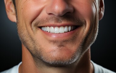 Fototapeta premium Close-up of a man's smile. For advertising of dental business
