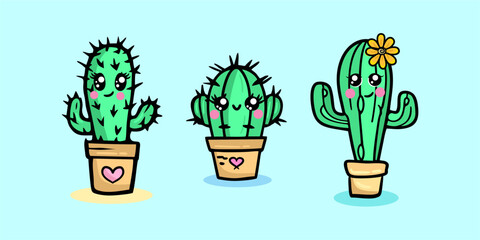 Drawing a cute cactus with a happy face