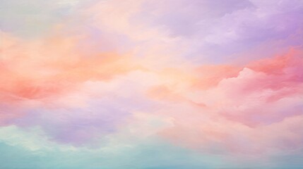 A painting of a colorful sky with clouds - obrazy, fototapety, plakaty