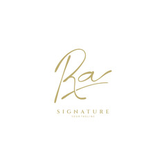 Fototapeta premium Ra handwritten logo template. Initial signature vector