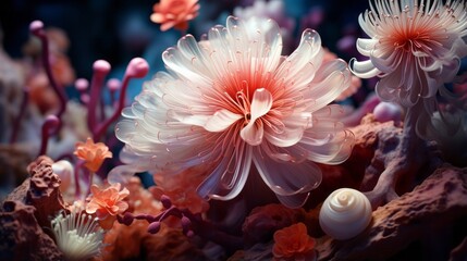 Obraz na płótnie Canvas Delicate pink underwater flowers