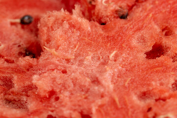 red and juicy pulp of ripe watermelon close-up