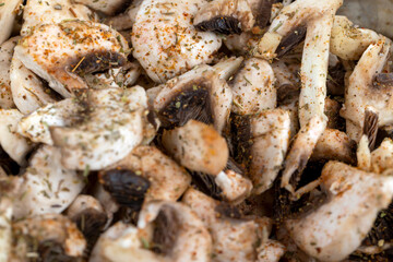 sliced white mushrooms mushrooms during cooking