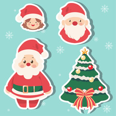 adorable santa claus christmas themed stickers