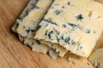 Blue mold cheese cut into pieces