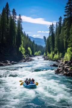 Whitewater rafting adventure. Generative AI
