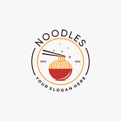 Noodles logo design template for ramen restaurant with creative element concept