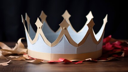 White cardboard paper crown Three Kings Day