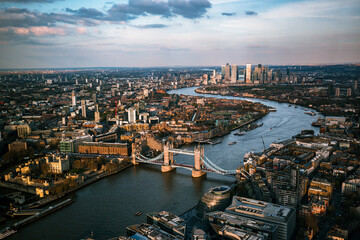 Aerial View of London at Sunset