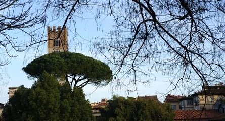 Città storica in autunno, Lucca, Toscana, Italia, Europa