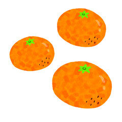 手描き　3個のかわいいみかんのイラスト