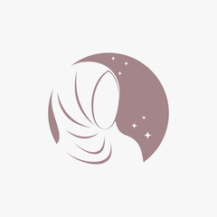 Hijab logo design template for muslim woman fashion with creative element concept