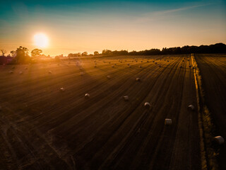 Hay Bales at Sunset