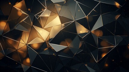 A black and gold abstract background with a lot of small triangles