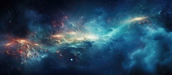 Fototapeta na wymiar Stunning space exploration view nebula stars galaxies AI furnished elements