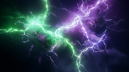 lightning action different sides, namely colored mystical lighting generative ai