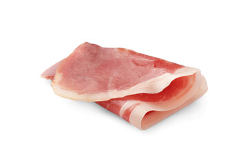 Slice of tasty jamon isolated on white