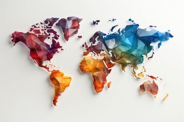 world map made with glass of different colors, very bright and attractive