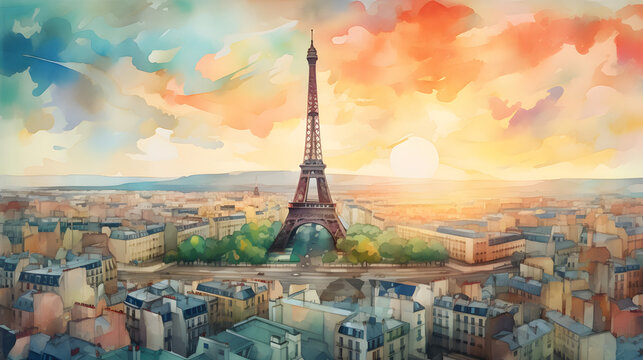 A painting of the eiffel tower in paris