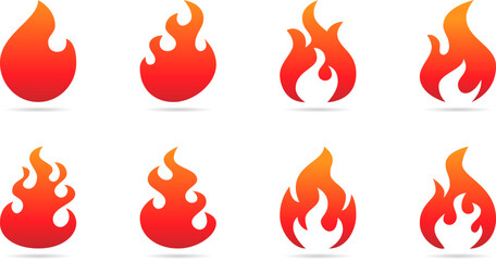 Icon set Fire flame logo vector illustration design template. vector fire flames sign illustration isolated. fire icon © pancale