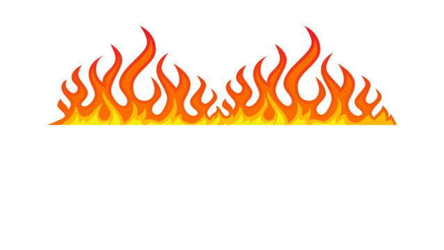 Fire flame pattern, flammable line blaze hot temperature illustration, gas blazing wallpaper cartoon vector firewall textured frames set
