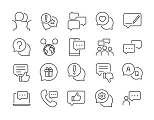 Chat, dialogue line icons. Editable stroke. For website marketing design, logo, app, template, ui, etc. Vector illustration. - obrazy, fototapety, plakaty