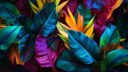 A bunch of colorful leaves that are on a table